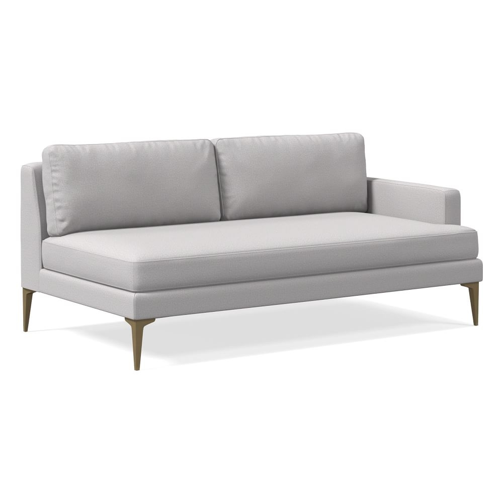 Andes Right Arm 2.5 Seater Sofa, Poly, Performance Chenille Tweed, Frost Gray, Blackened Brass - Image 0