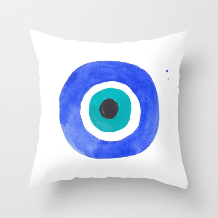 Evil Eye Iii Couch Throw Pillow by The Aestate - Cover (16" x 16") with pillow insert - Outdoor Pillow - Image 0