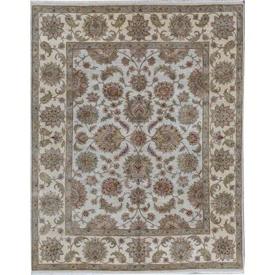 One-of-a-Kind Hand-Knotted Ivory/Gold 7'11" x 10'2" Wool Area Rug - Image 0