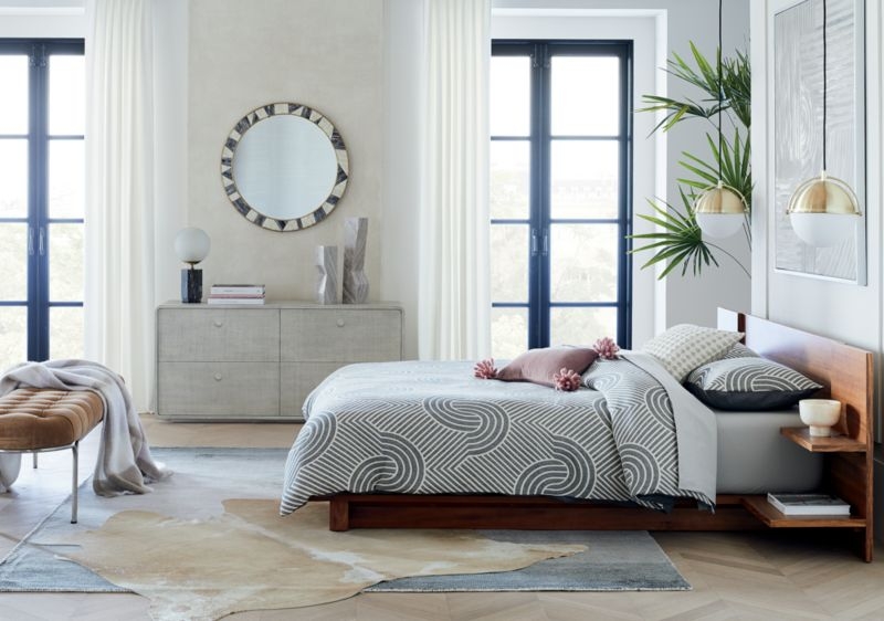 Estela Organic Cotton Pillow with Down-Alternative Insert, Gray & White, 20" x 20" - Image 1