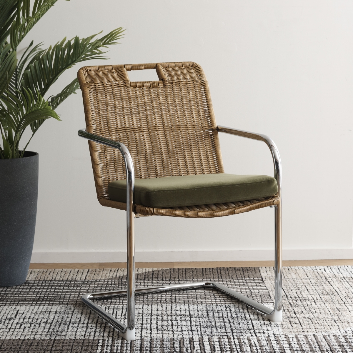 Malou Rattan Dining Chair - Olive / Natural - Safavieh - Image 1