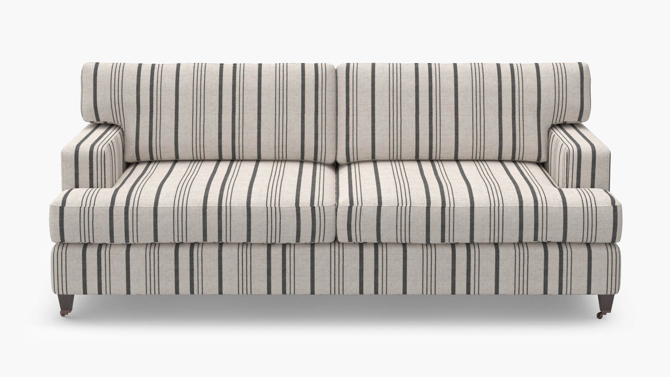 Classic Sofa, Black Market Stripe, Espresso with Antique Brass Caster - Image 0