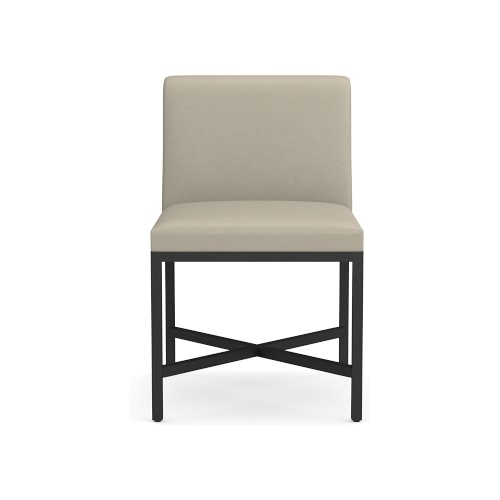 Navarro Dining Side Chair, Standard Chair, Italian Distressed Leather, Ivory, Bronze - Image 0