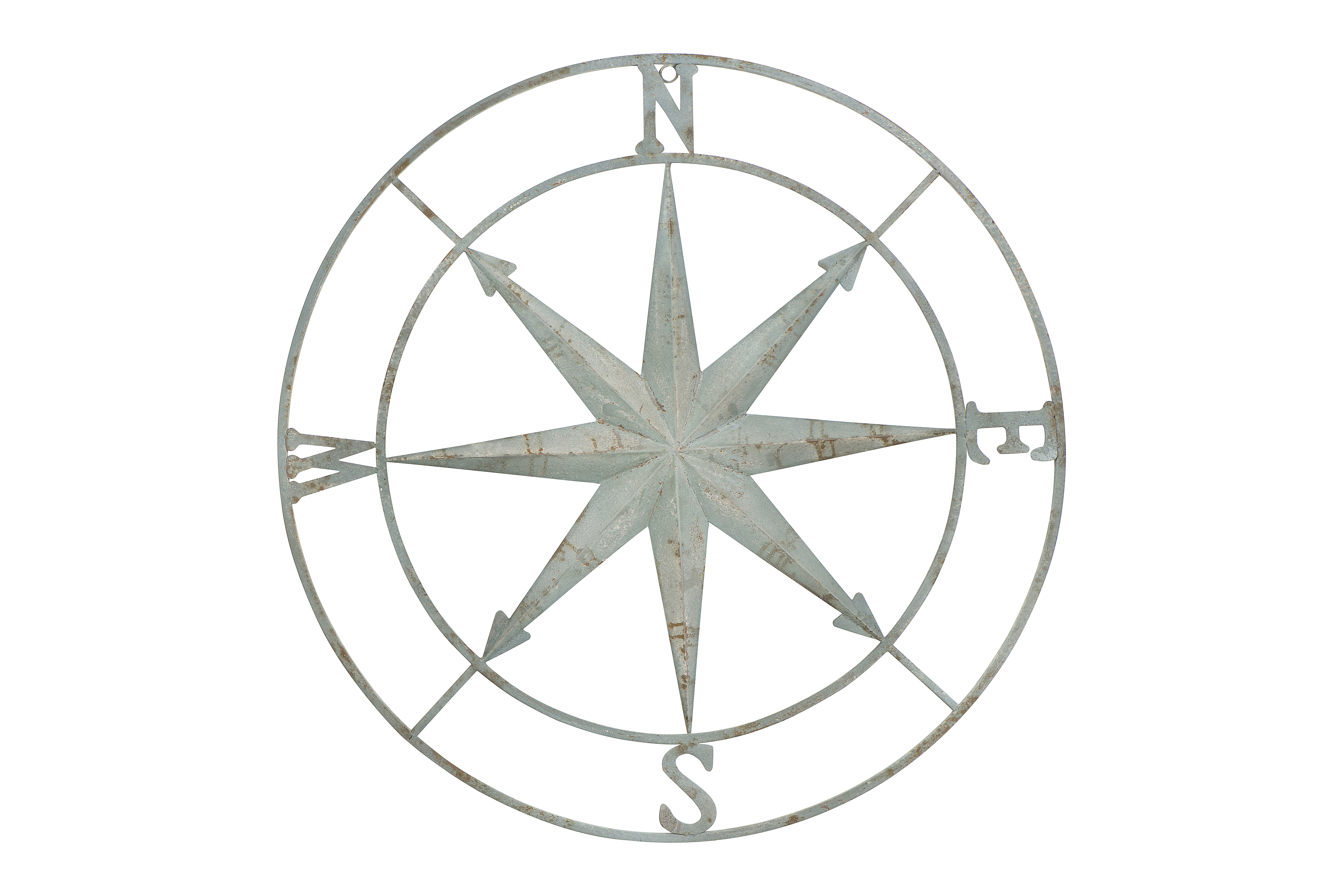 Large Distressed Metal Compass Wall Décor - Image 0