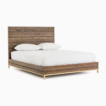 Reclaimed Wood + Iron Base Bed, Queen - Image 1