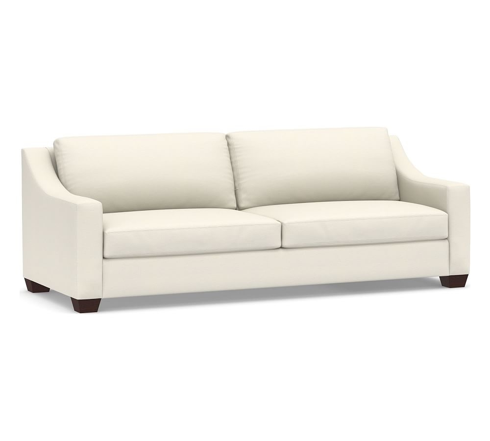 York Slope Arm Upholstered Grand Sofa 95.5", Down Blend Wrapped Cushions, Textured Twill Ivory - Image 0