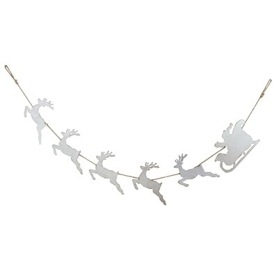 6' Tin Santa with Sleigh and Reindeer Banners / Signs - Image 0