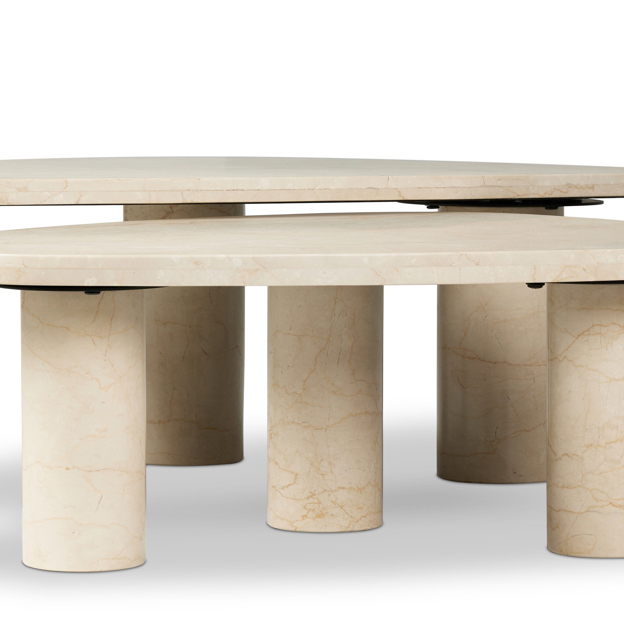 Zion Nesting Coffee Table Set - Cream Marble - Image 6