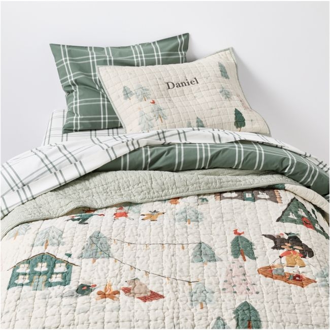Winter Village Kantha Christmas Kids Full/Queen Quilt - Image 0
