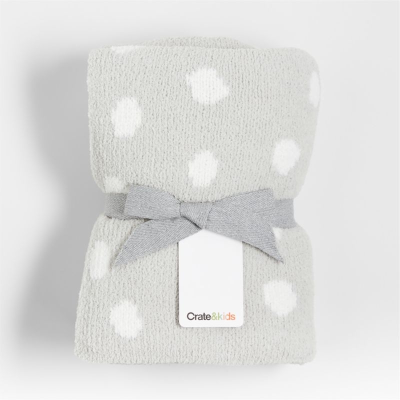 Reversible Grey Chenille Dot Baby Stroller Blanket - Image 3