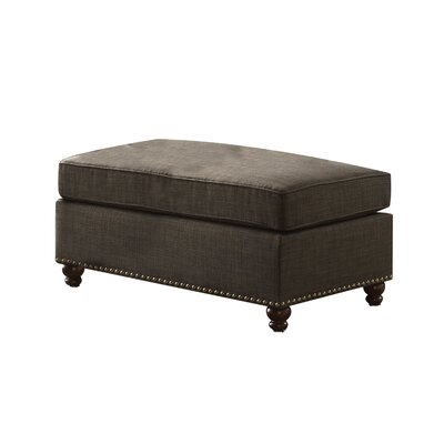Classic Fabric Upholstered Ottoman, Charcoal - Image 0