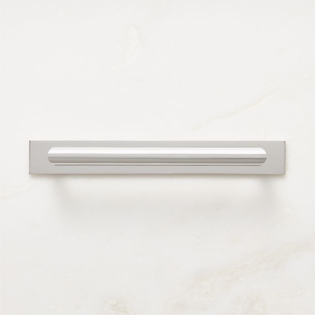 Curveaux Curved Polished Nickel Cabinet Handle with Backplate 6" - Image 0