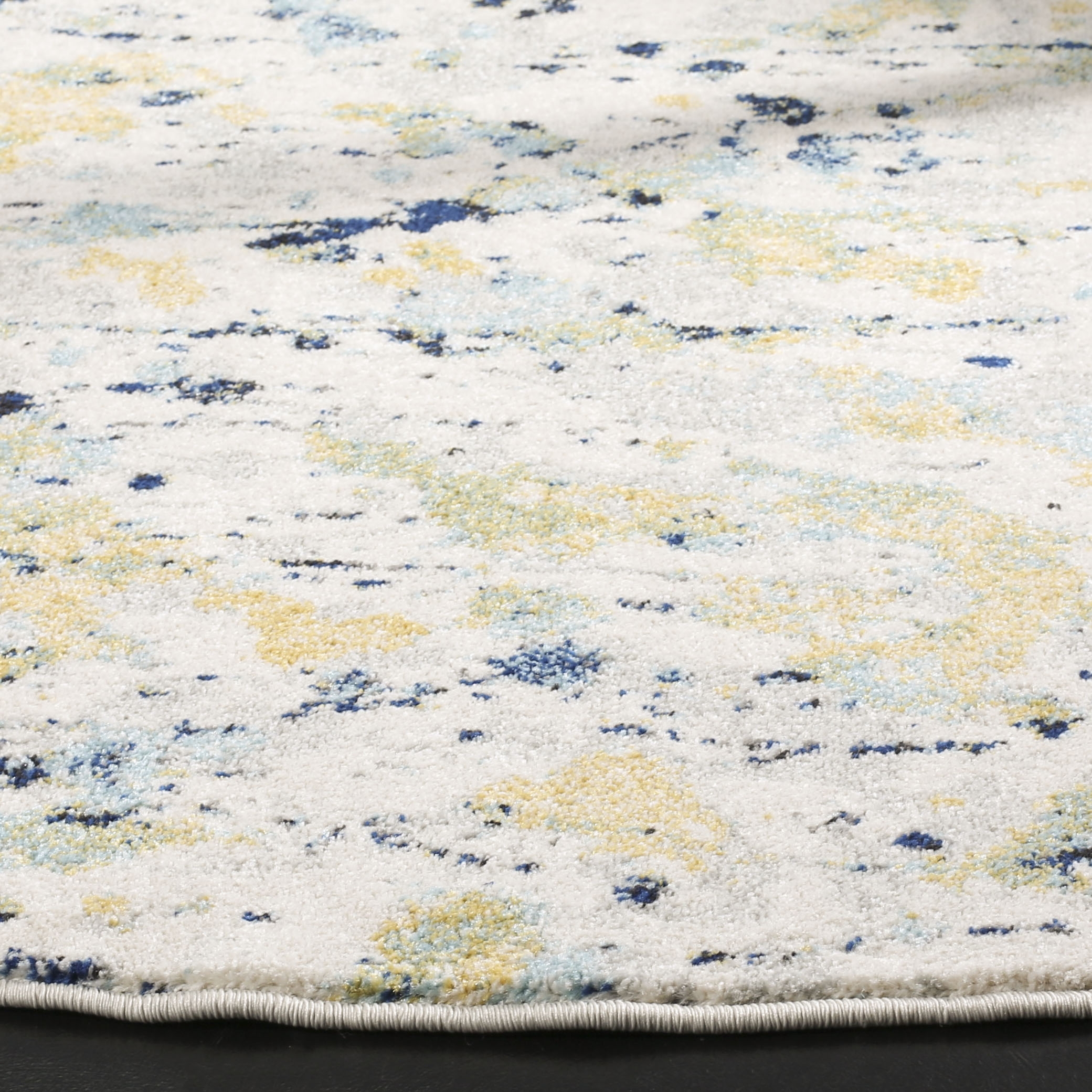 Arlo Home Woven Area Rug, EVK284C, Ivory/Yellow,  6' 7" X 6' 7" Round - Image 2