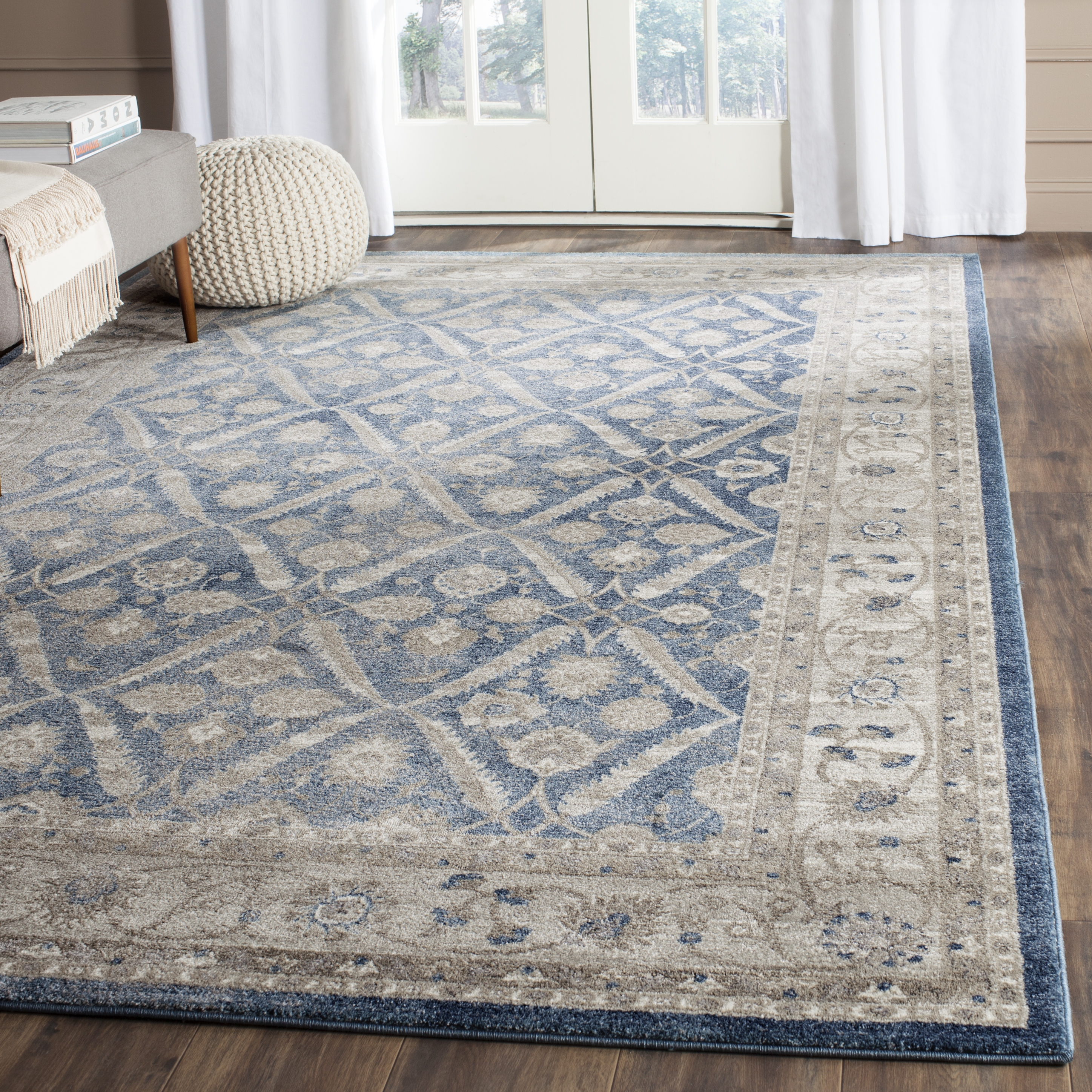 Arlo Home Woven Area Rug, SOF378C, Blue/Beige,  4' X 5' 7" - Image 1