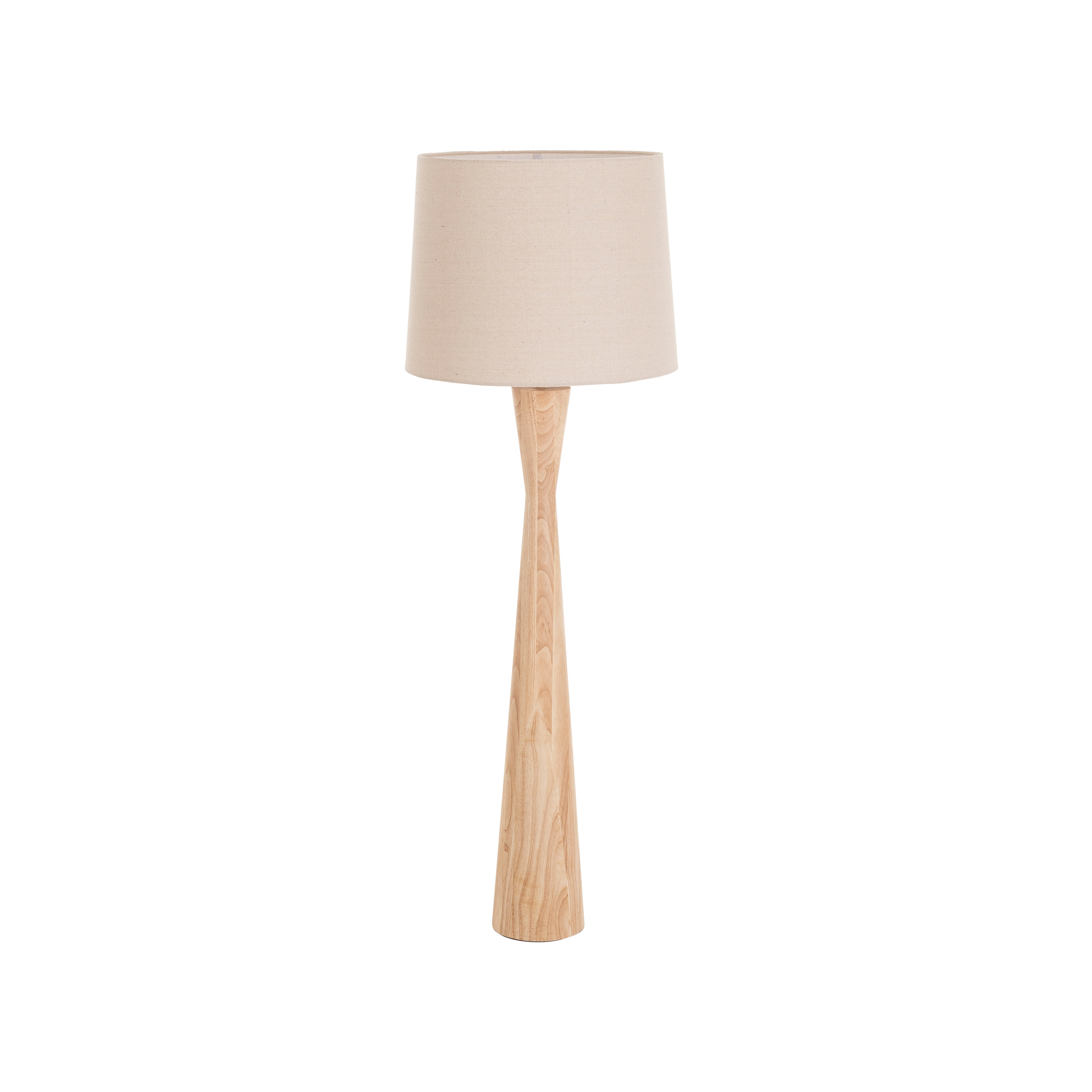 Rubberwood Floor Lamp with Linen Shade, Natural - Image 0