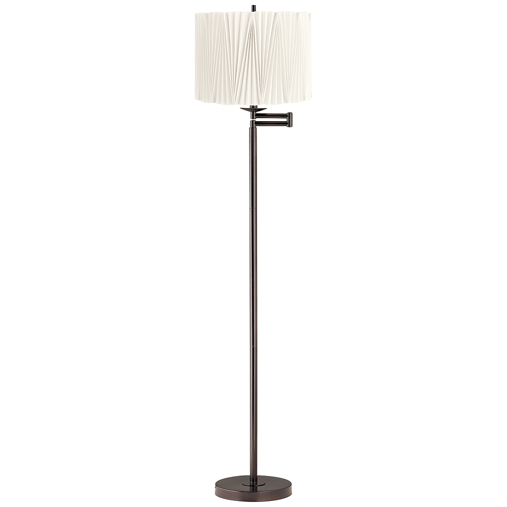 Gabrielle 60 1/2" High Diamond Pleated Shade Swing Arm Floor Lamp - Image 0