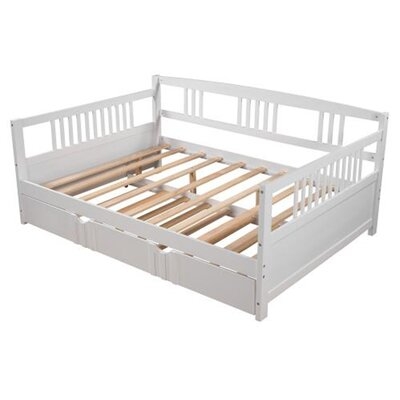 Full Size Daybed Wood Bed With Twin Size Trundle,bed, Sofa, Sofa Bed, Child, Adult, Modern Style,white - Image 0