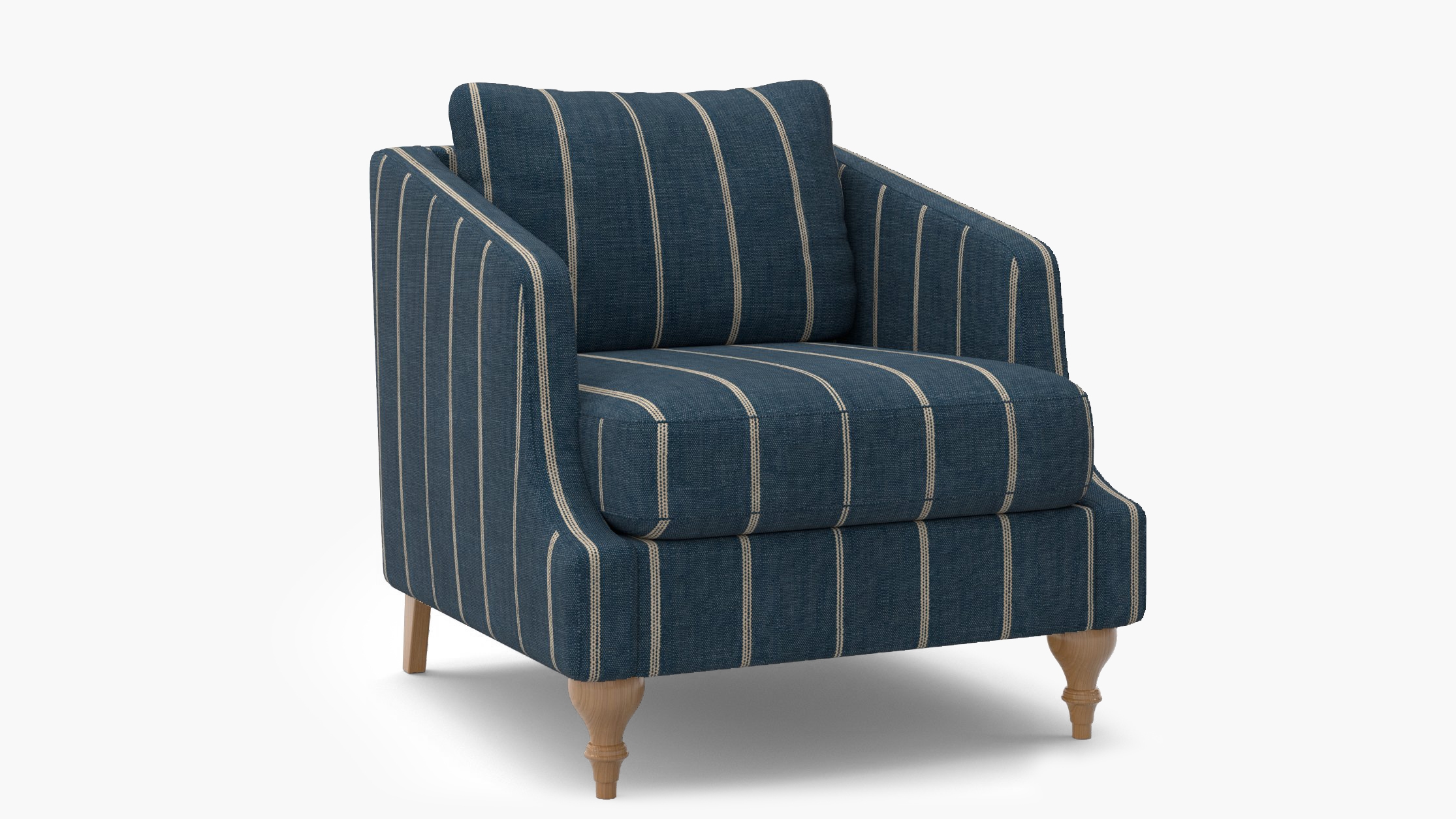 Slope Arm Chair, Indigo Felix, Natural Turned Wood Leg - Image 1