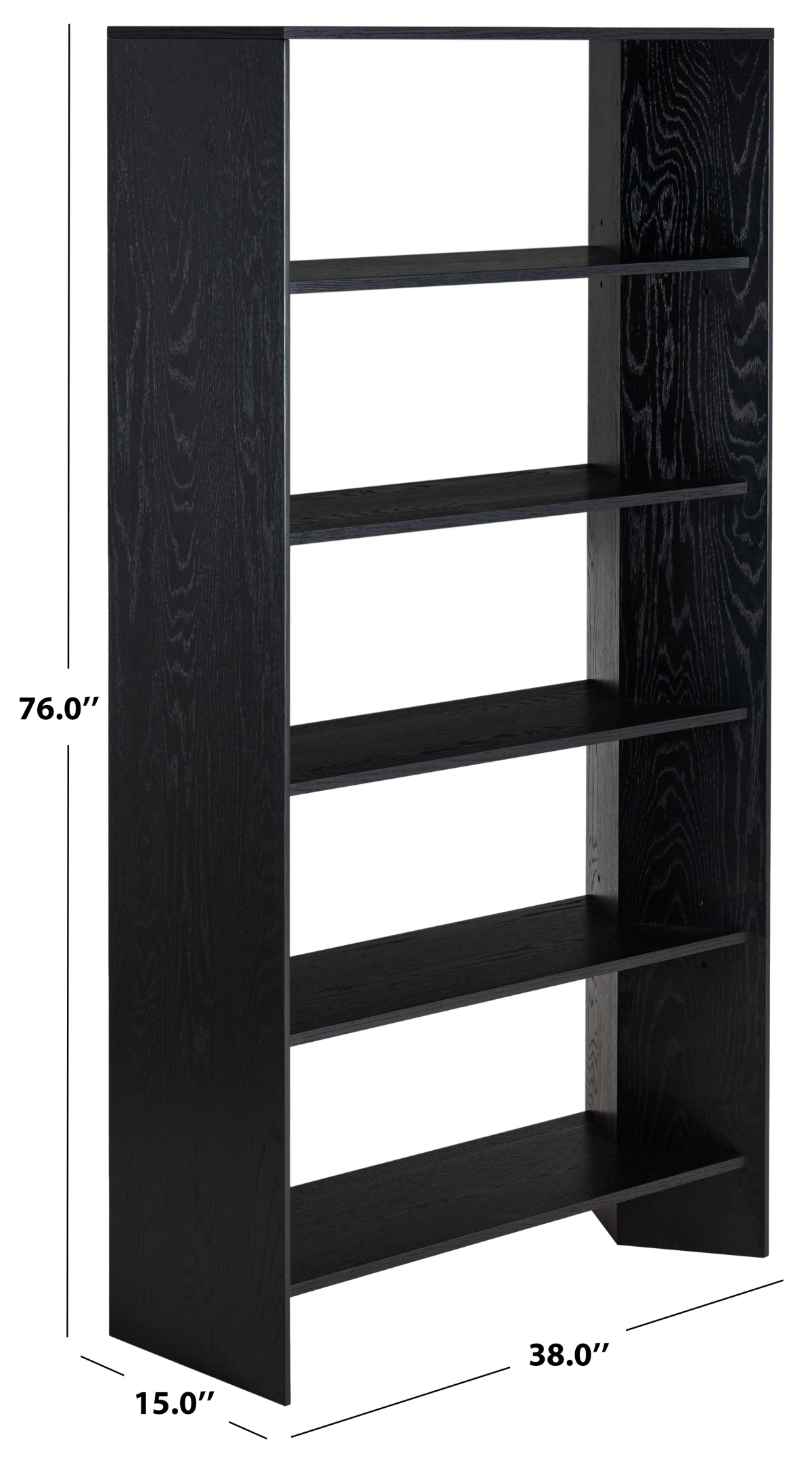 Norrington 5 Shelf Bookshelf - Black - Image 8