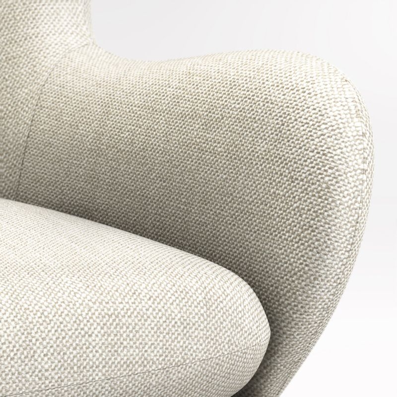 Powell White Fabric Wingback Swivel Accent Chair - Image 3