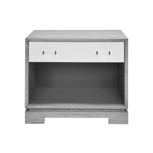 La Jolla Wide Nightstand, Wood, White Lacquer, Grey - Image 0