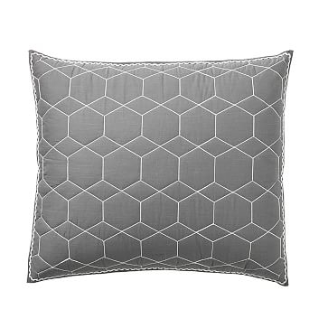 Honeycomb Quilt, Standard Sham, Charcoal, WE Kids - Image 0