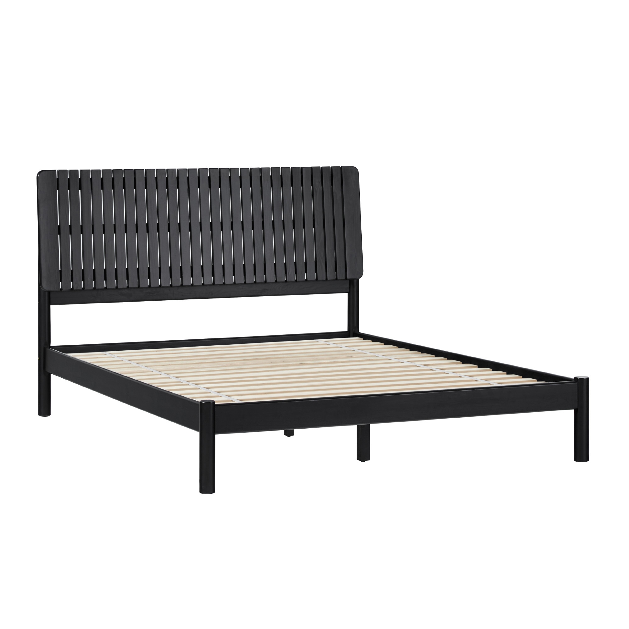 Transitional Solid Wood Platform Queen Bed - Black - Image 0