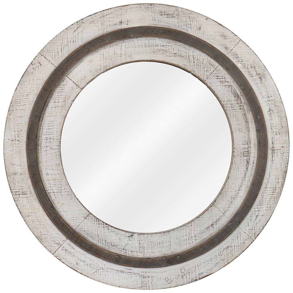 Turning Reflection Natural White 31 1/2" Round Wall Mirror - Style # 79V66 - Image 0