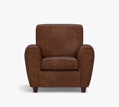 Manhattan Square Arm Leather Armchair, Polyester Wrapped Cushions, Signature Berry Red - Image 3