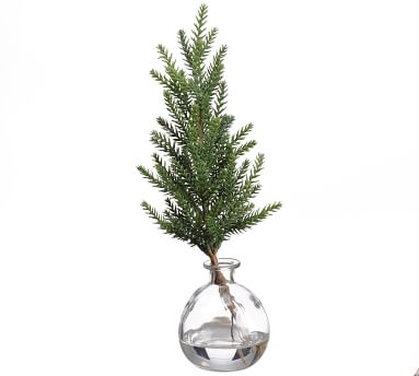 18" Artificial Pine Tree In Glass Vase - Image 2