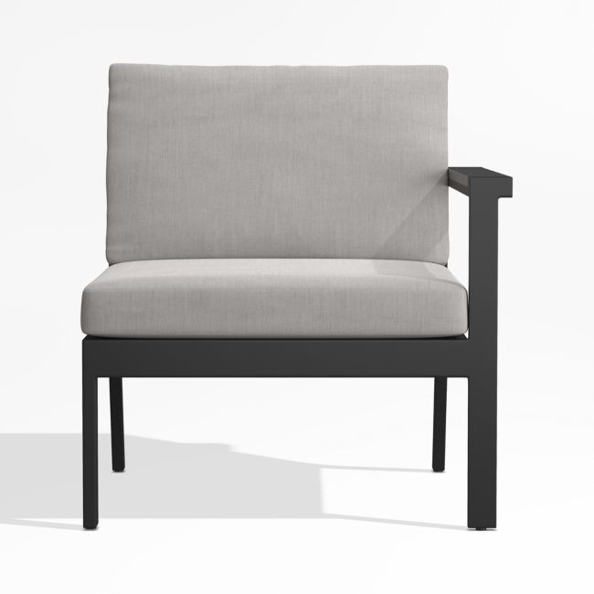 Alfresco Right-Arm Outdoor Chair with Silver Cushions - Image 0