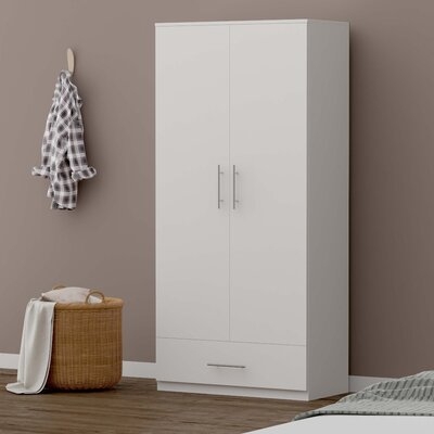 Two Door Wardrobe, With Drawer, And Hanging Rod - Image 0