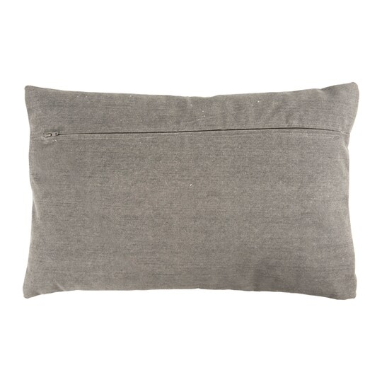 Cotton Slub Pillow with Polka Dots, Gray & Ivory, 24" x 16" - Image 2