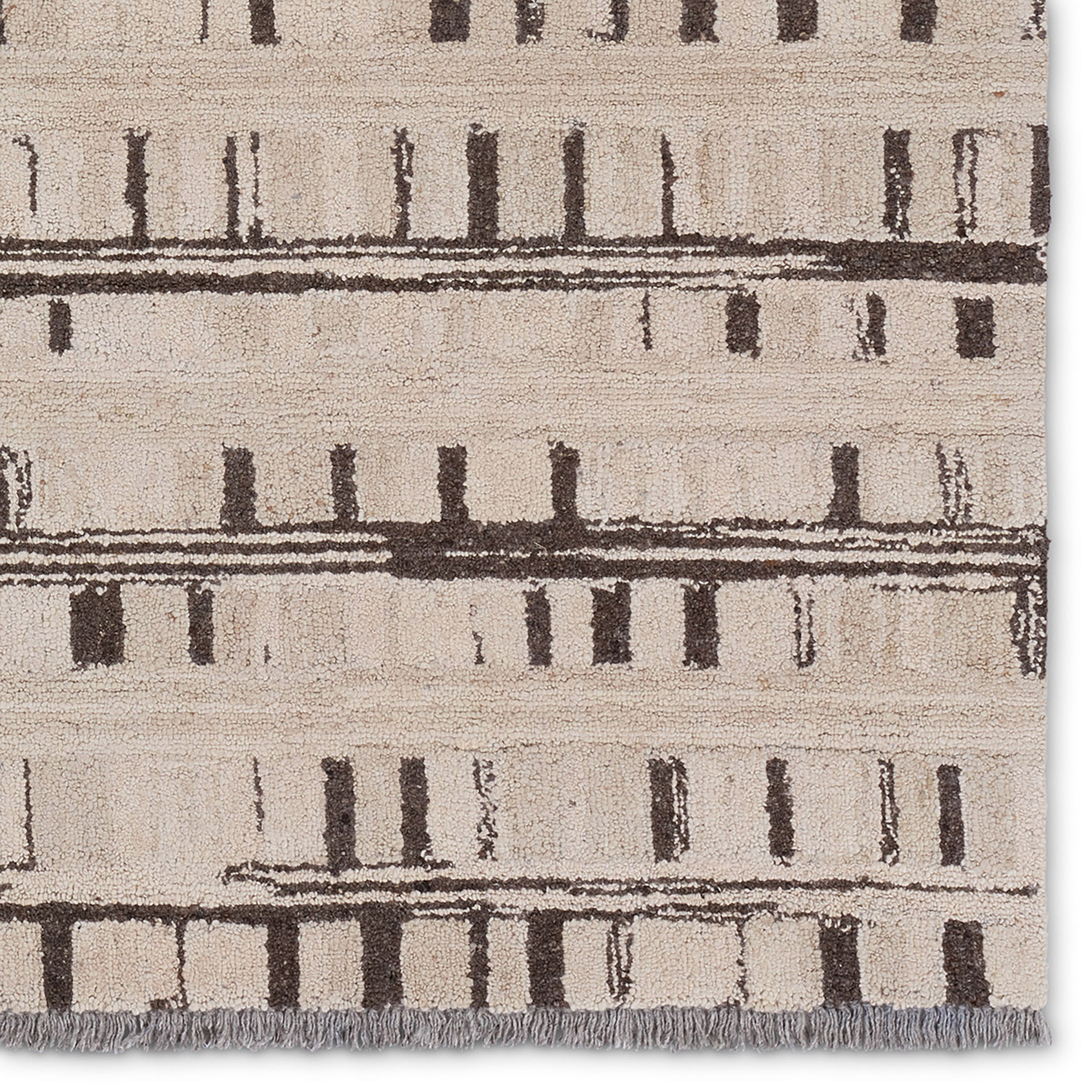 Emir HAD04 Handmade Striped Brown and Taupe Area Rug (6'x9') - Image 3