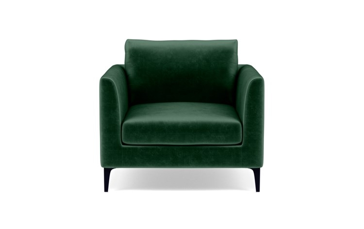 Owens Accent Chair with Green Malachite Fabric and Matte Black legs - Image 0