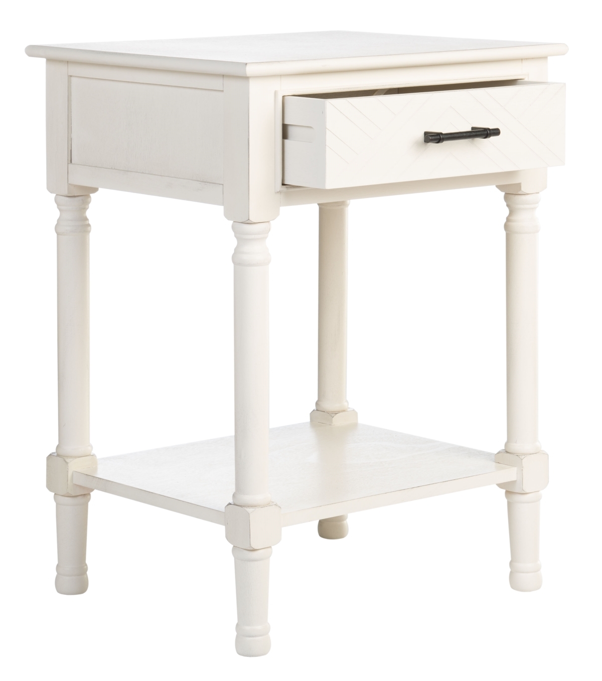 Peyton 1 Drawer Accent Table - Distressed White - Safavieh - Image 6