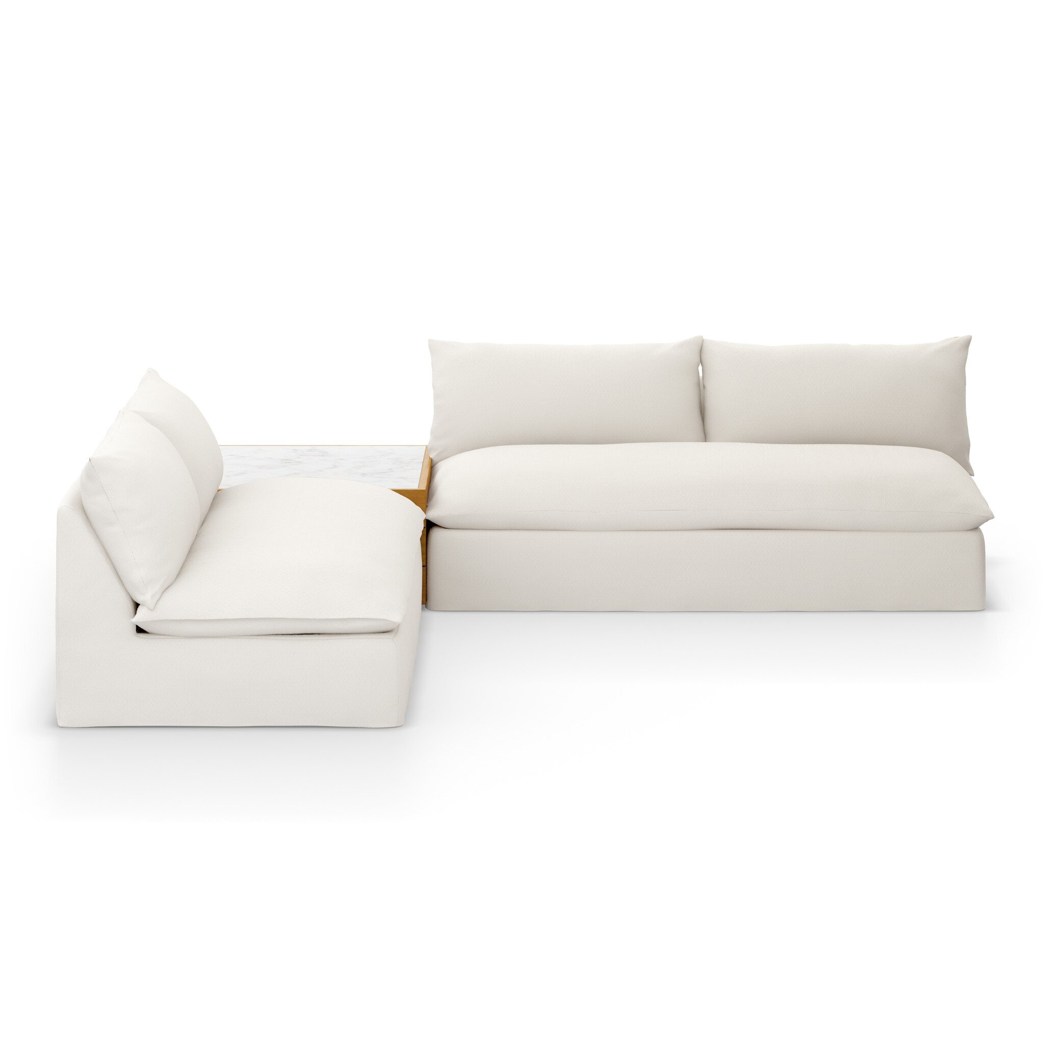 Grant Outdoor 2-Piece Sectional W/ Coffee Table - Faye Cream - Image 2