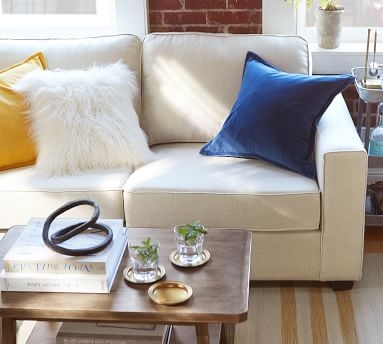 SoMa Fremont Square Arm Upholstered Sofa 71.5", Polyester Wrapped Cushions, Performance Heathered Basketweave Navy - Image 1