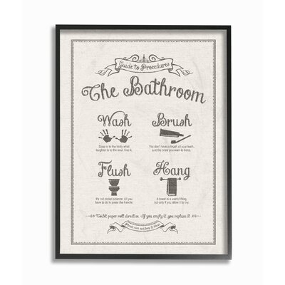 Guide to Bathroom Procedures by Lettered and Lined - Floater Frame Textual Art Print on Canvas - Image 0