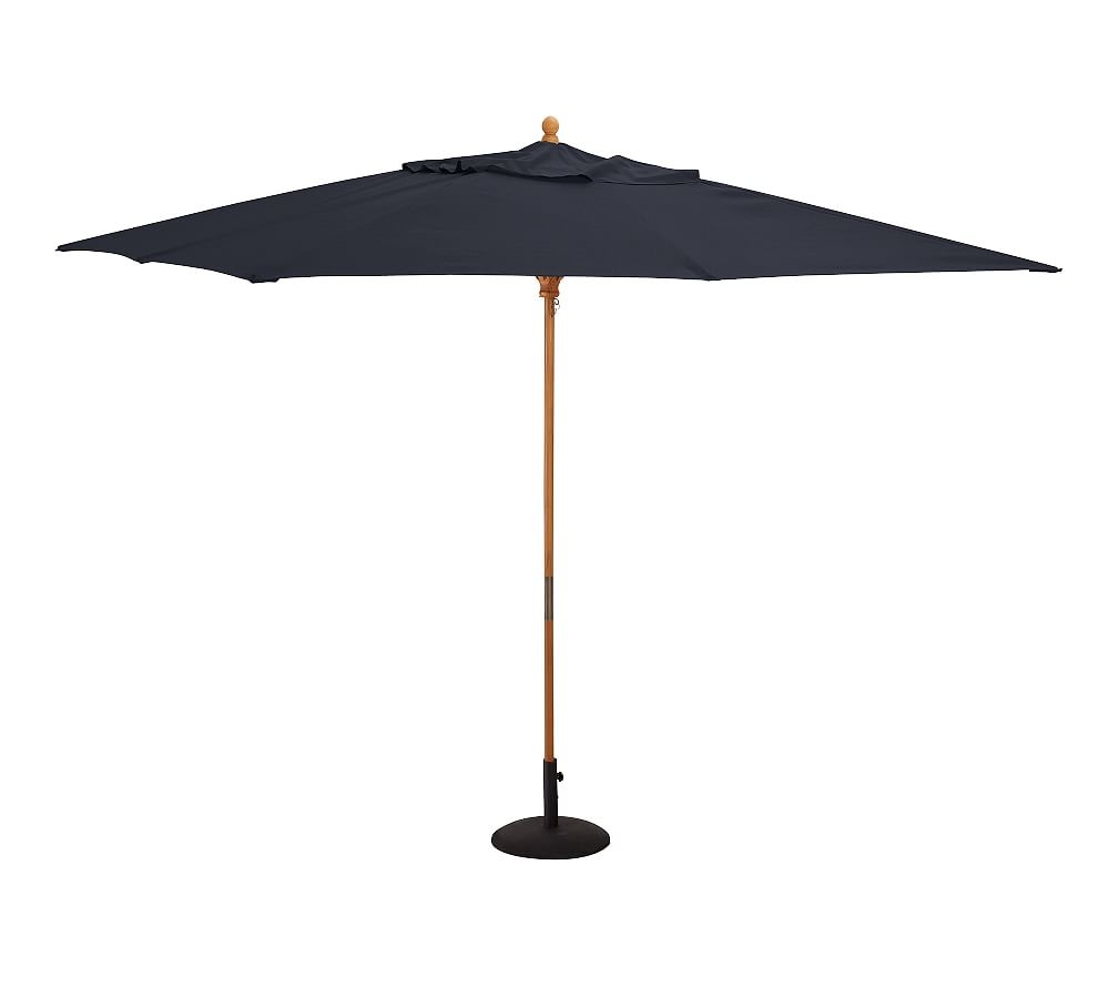 10' Rectangular Umbrella with Teak Pole, Sunbrella(R) Navy - Image 0