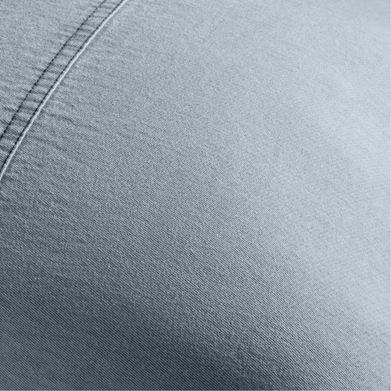 Amanha Washed Organic Cotton Denim 20x20 Smoke Blue Throw Pillow Cover - Image 3