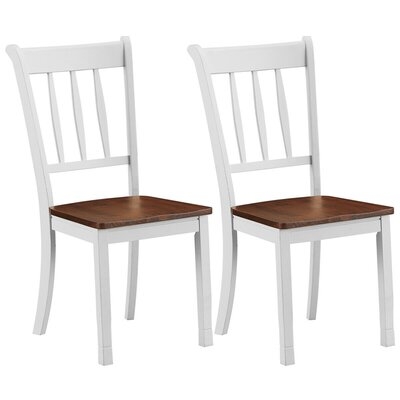 2 Pcs Dining Chairs Spindle Back Wood Seating-White - Image 0
