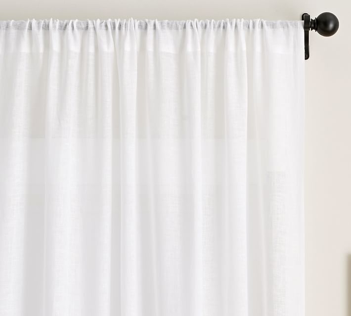Belgian Linen Rod Pocket Sheer Curtain Made with Libeco(TM) Linen, 50 x 84", White - Image 1