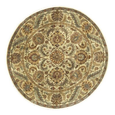 One-of-a-Kind Crown Hand-Knotted Beige/Brown 7'10" Round Wool Area Rug - Image 0