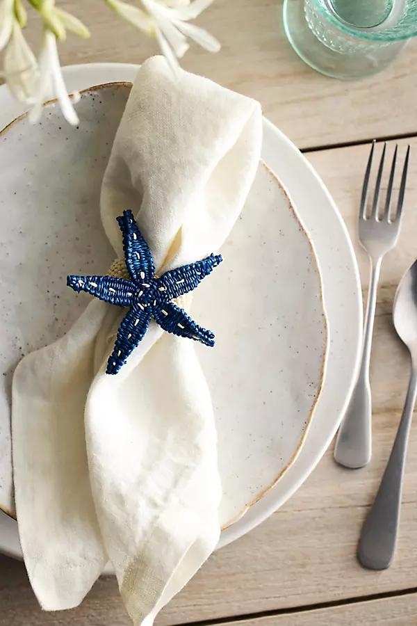 Starfish Woven Palm Napkin Rings, Set of 4 - Image 0