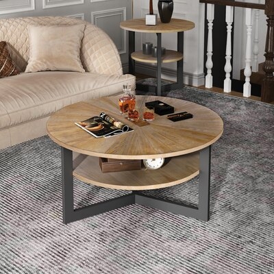 17 Stories 35.27'' Round Coffee Table With Storage - Image 0