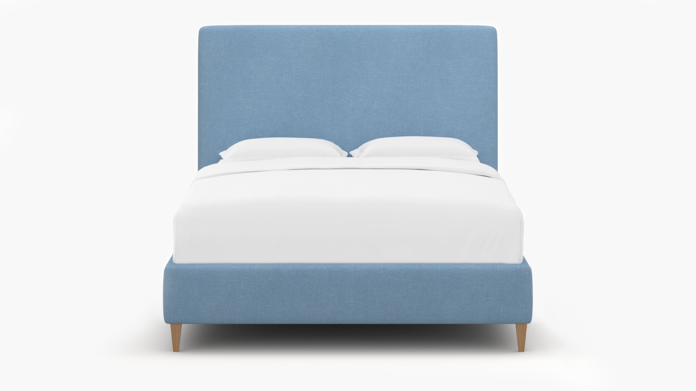 Classic Bed, French Blue Everyday Linen, Natural Square Tapered Leg, King - Image 0