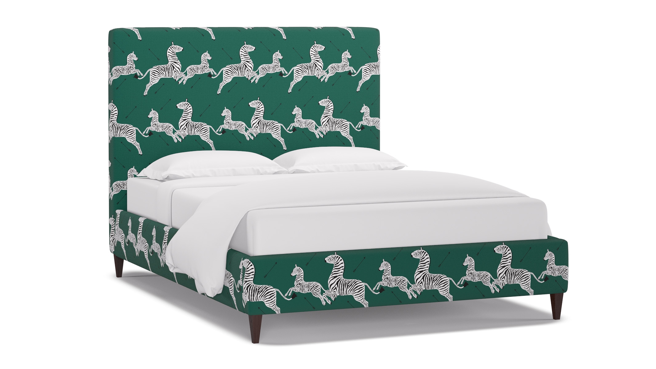Classic Bed, Emerald Zebra, Espresso Square Tapered Leg, Twin - Image 1