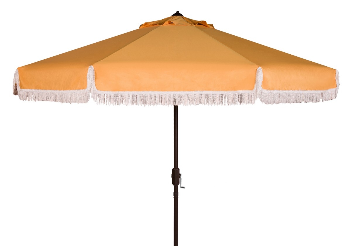 Milan Fringe 11Ft Umbrella - Yellow - Safavieh - Image 0