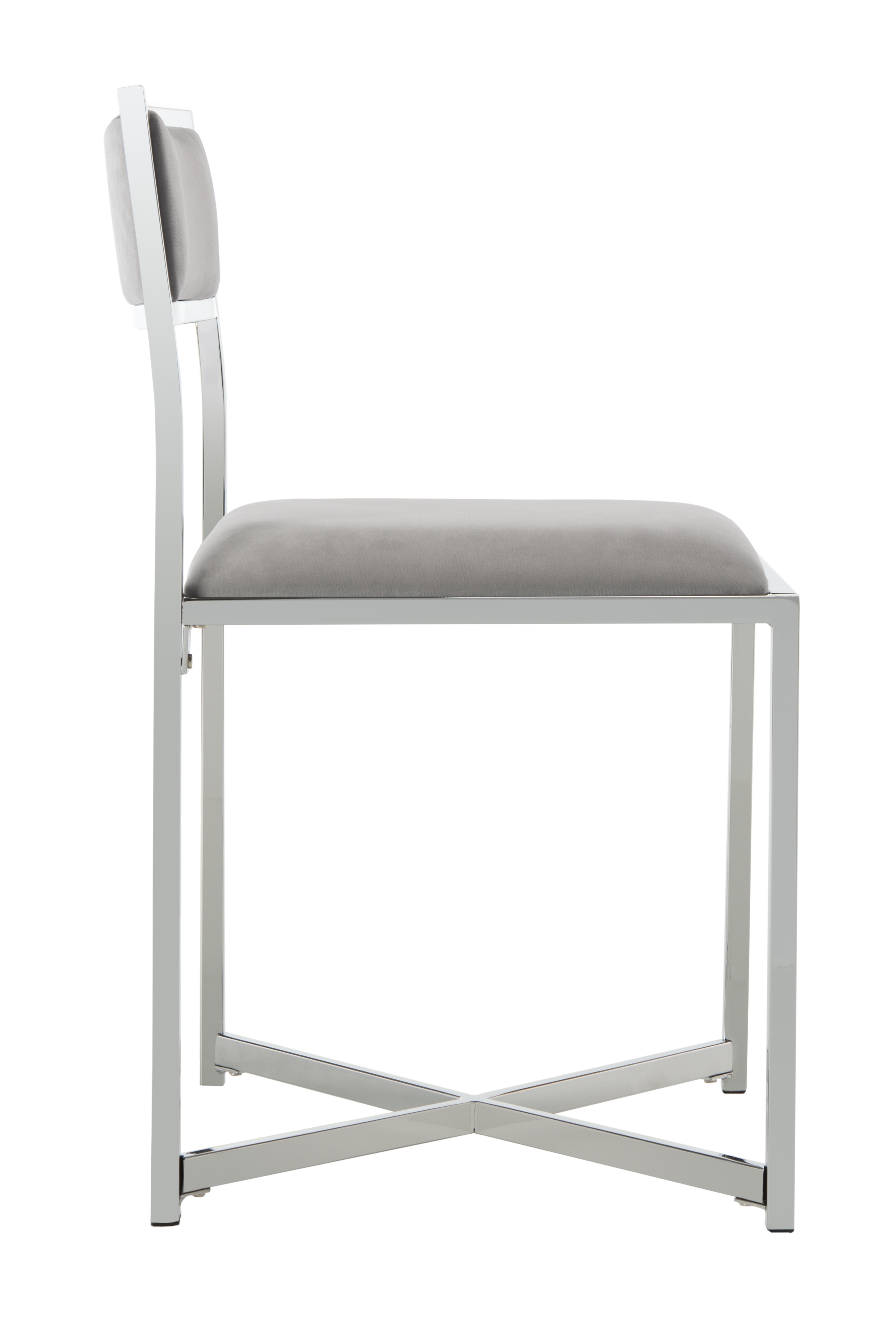 Menken Chrome Side Chair (Set of 2) - Grey/Chrome - Safavieh - Image 4